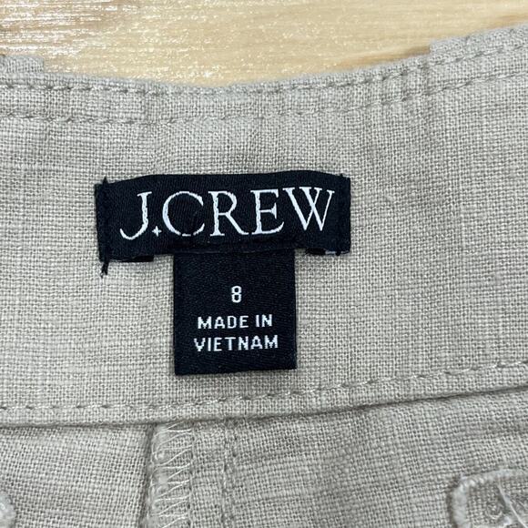 J Crew Women Seaside Cargo Pants Linen Blend Beige Size 8 Beachy Preppy - Picture 3 of 9